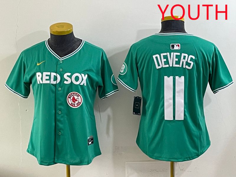 Youth 2025 Boston Red Sox 11 Devers Dark Green Joint Name Nike MLB Jersey style 10